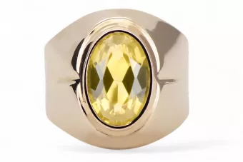 Пръстен Жълт перидот Оригинално ретро 14k розово злато Винтидж крафт vrc296r